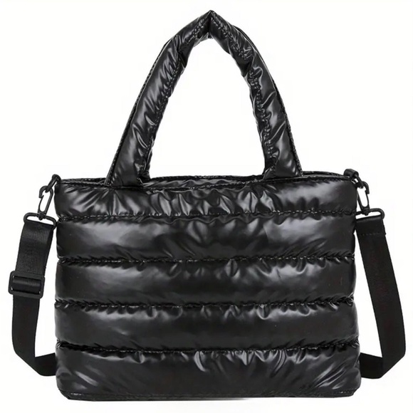 Soft Quilted Medium Tote Bag in Black - Picture 1 of 7